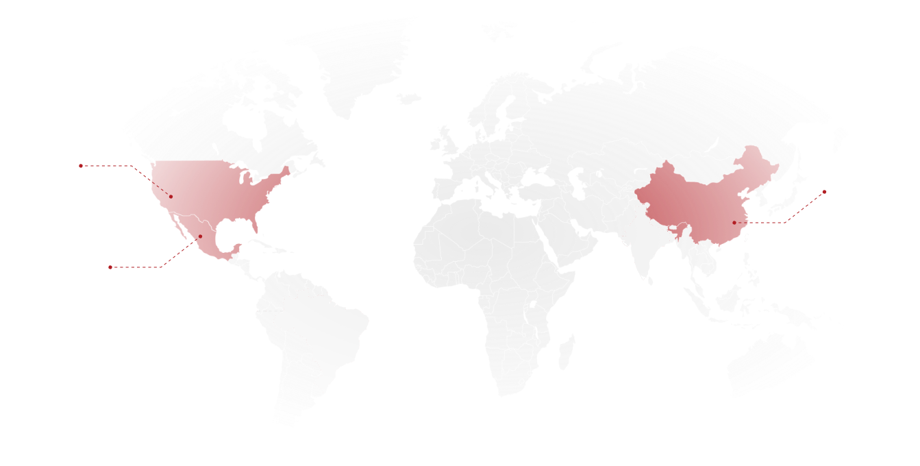 Redstone production footprint across the U.S., Mexico, and Asia