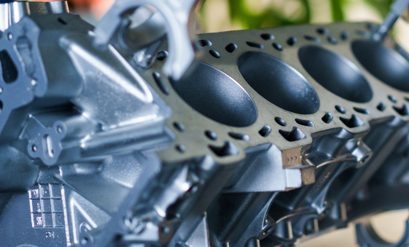 Cast aluminum engine block, clean and production-ready